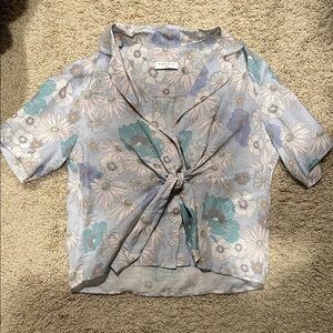 Sandro Floral Tie-Front Blouse